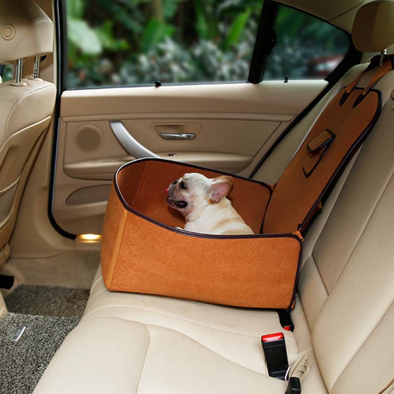Cama com capa de assento de carro para cachorro em tecido de feltro natural