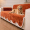 Waterproof Plush Velvet Contrast Wavy Edge Couch Cover