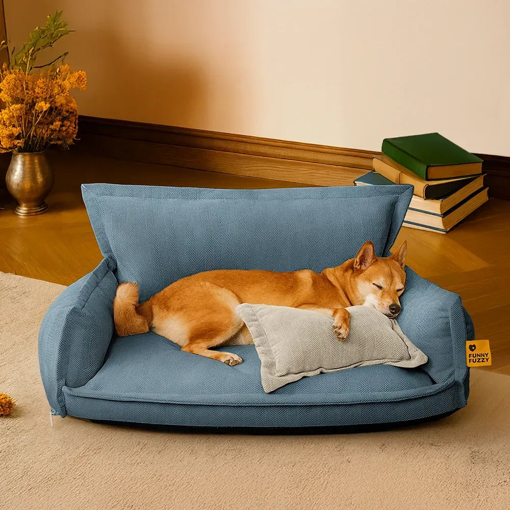 All-Season Chenille Dual-layer Removable Sponge Orthopedic Dog Bed With Pillow