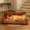 Deluxe Silk Velvet Removable Bolster Orthopedic Dog Bed With Pillow - RegalRest
