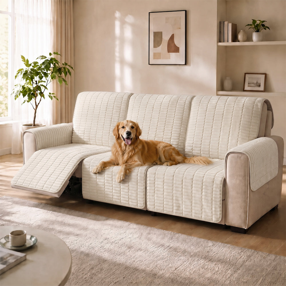 One-Piece Flannel Non-Slip Recliner Couch Cover with Elastic Straps - Cozy Nest