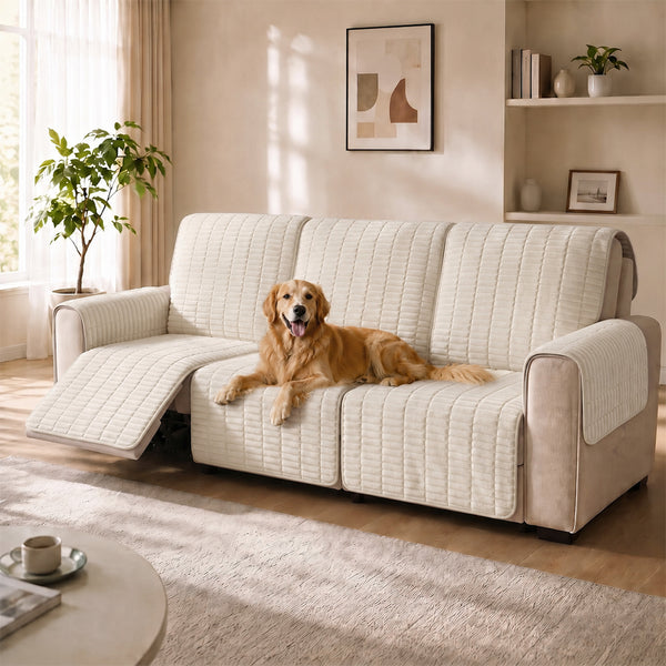 One-Piece Flannel Non-Slip Recliner Couch Cover with Elastic Straps - Cozy Nest