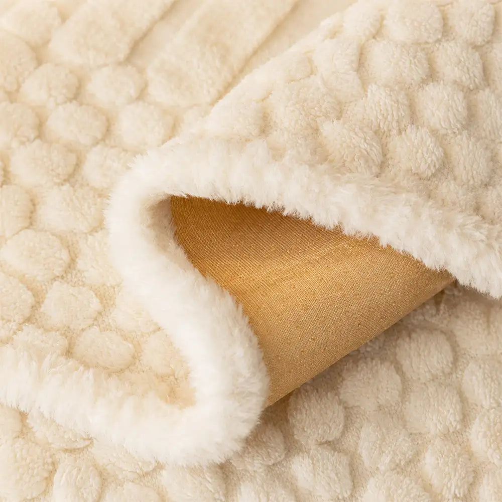Striped & Bubble-Textured Plush Non-Slip Couch Cover