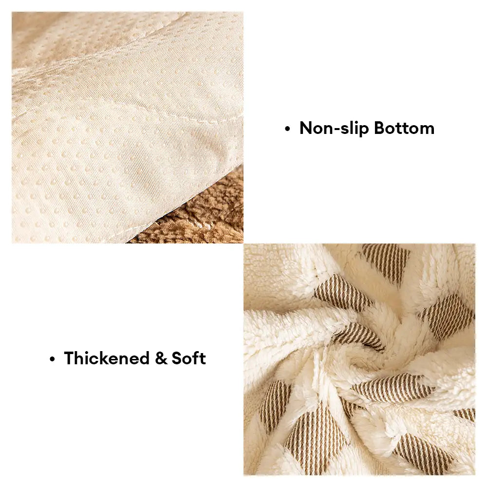 Thick Waffle-Textured Plush Non-Slip Couch Cover