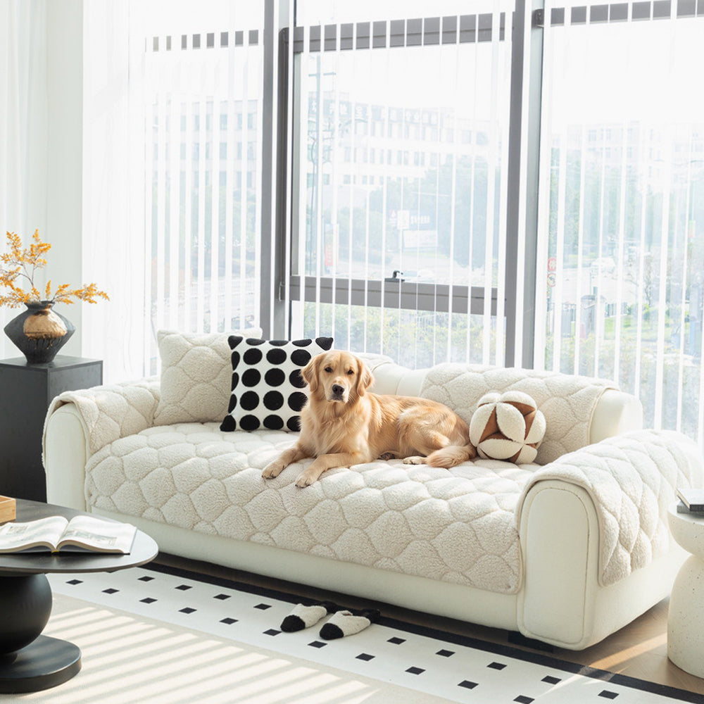 Pet-Friendly Thickened Soft Sherpa Fleece Non-Slip Sofa Protector Couch Cover