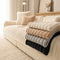 Striped & Bubble-Textured Plush Non-Slip Couch Cover