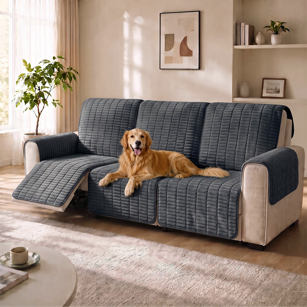 One-Piece Flannel Non-Slip Recliner Couch Cover with Elastic Straps - Cozy Nest