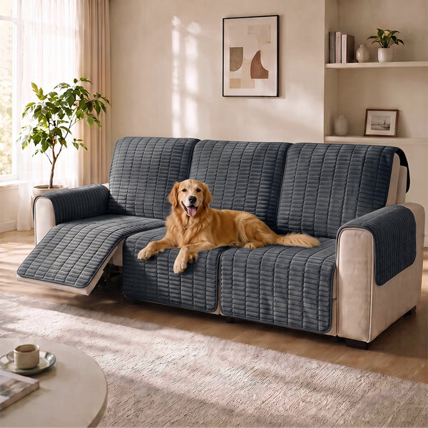 One-Piece Flannel Non-Slip Recliner Couch Cover with Elastic Straps - Cozy Nest