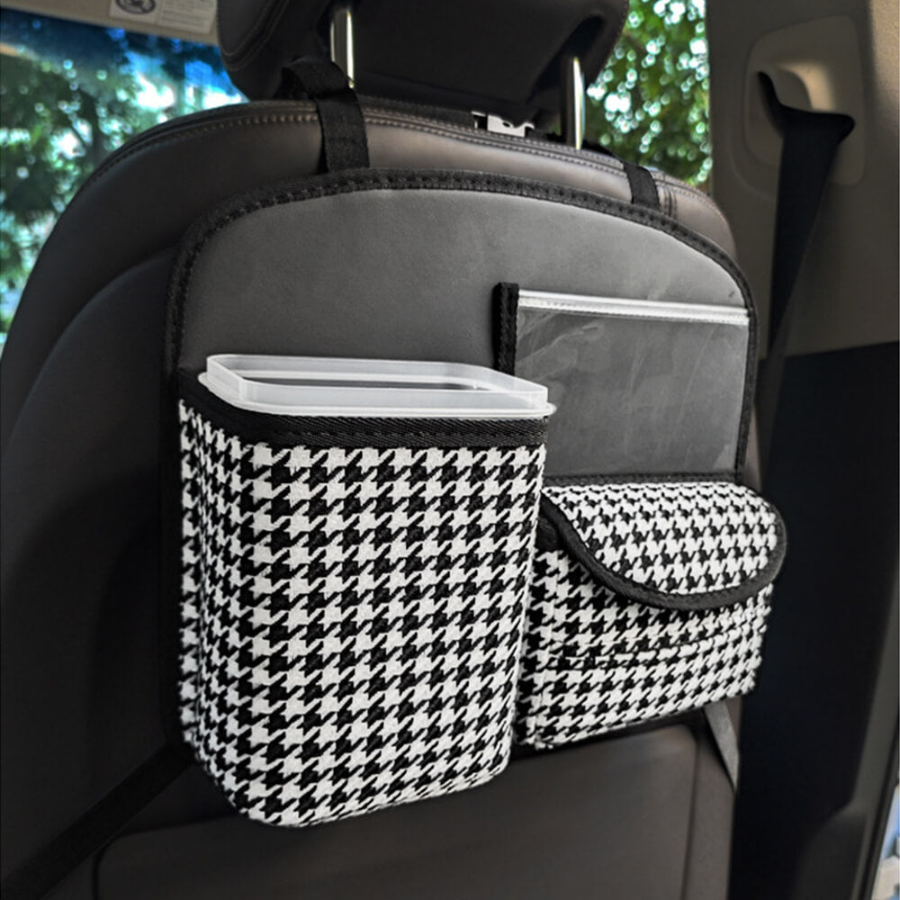 Black & White Diamond Multi-Functional Back Seat Car Organizer