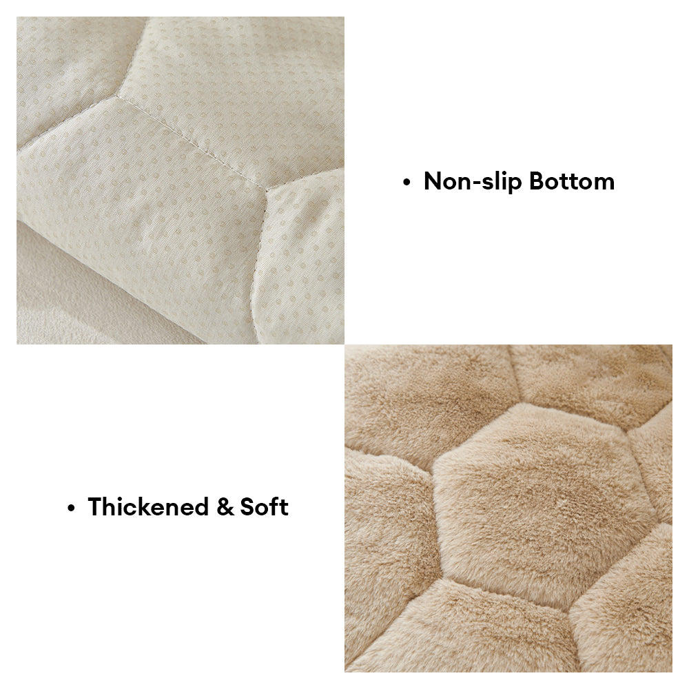 Thick Plush Hexagon-Quilted Pet Mat Non-Slip Couch Cover