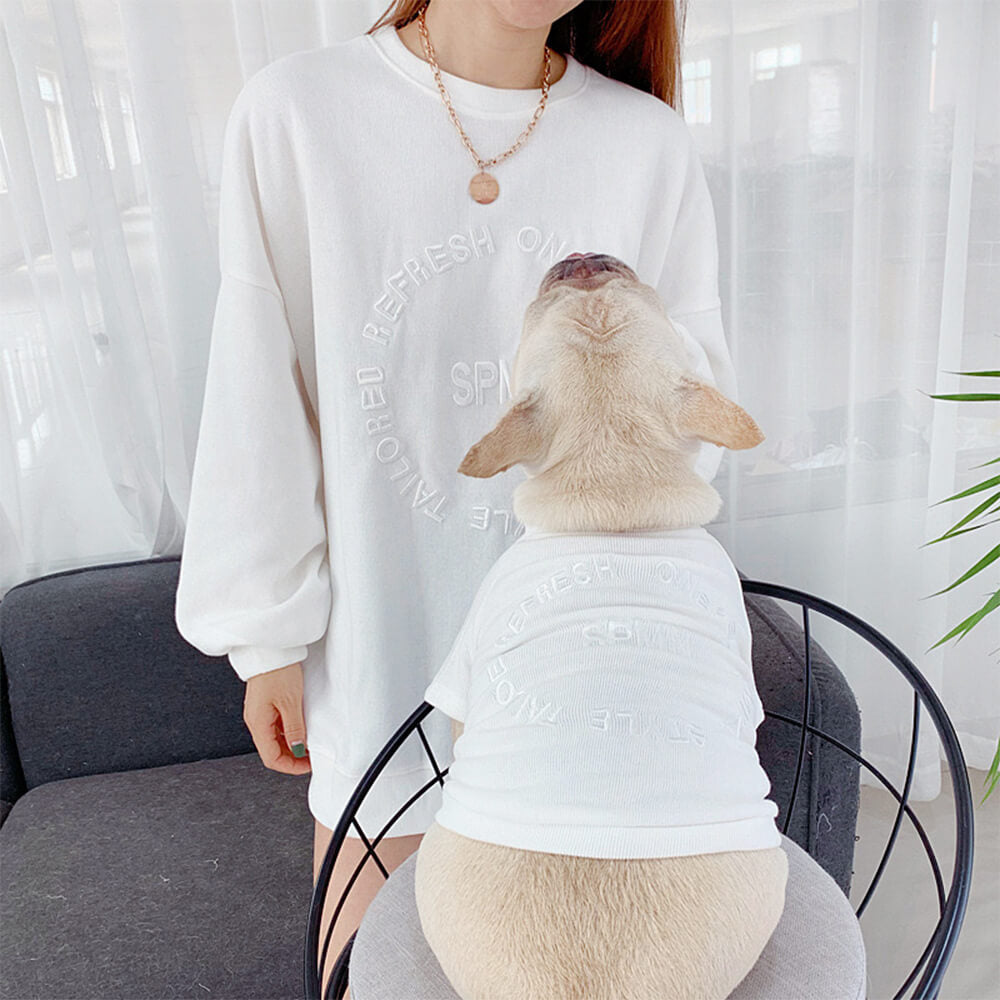 Stylish Embroidered Long Sleeve Pullover Sweatshirt for Pet and Owner Matching Clothes