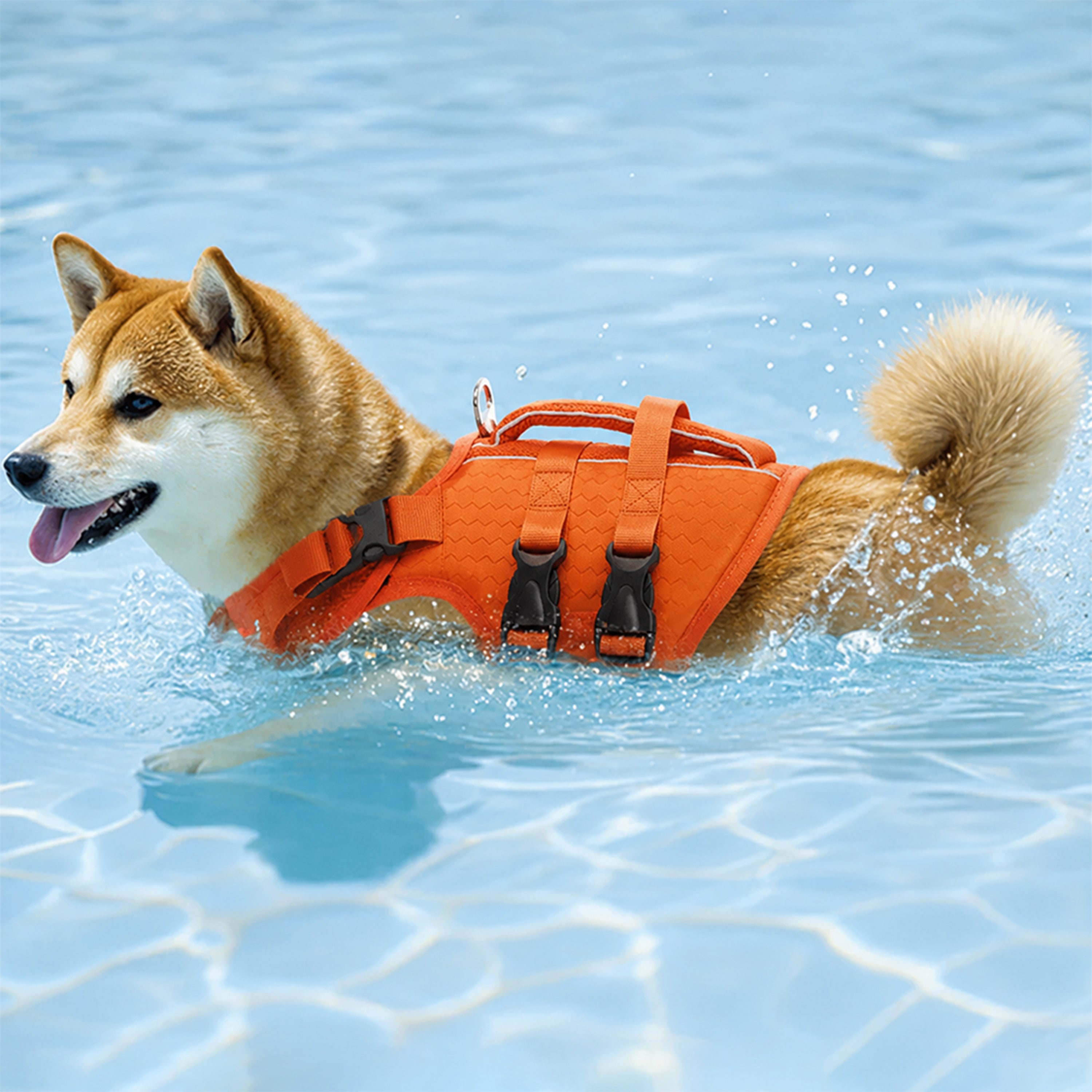 Adjustable Dog Life Jacket with Reflective Strips for Medium and Large Dogs