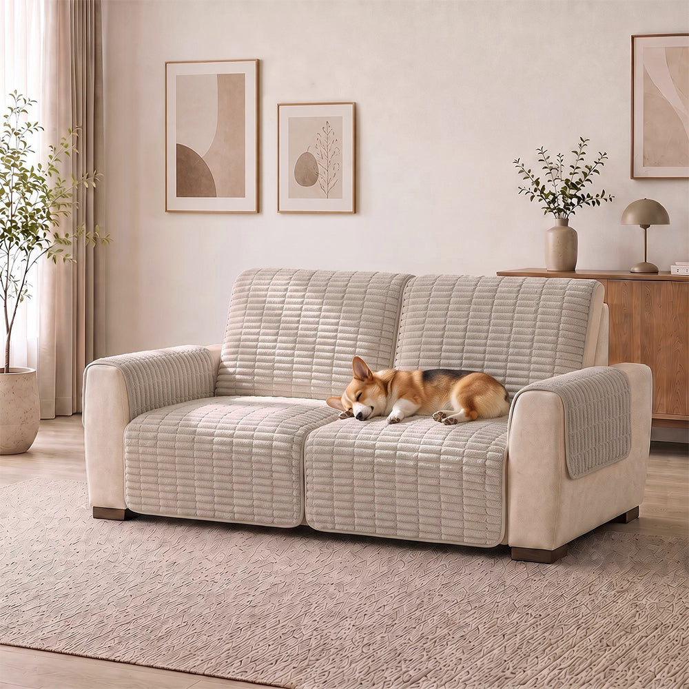 One-Piece Flannel Non-Slip Recliner Couch Cover with Elastic Straps - Cozy Nest