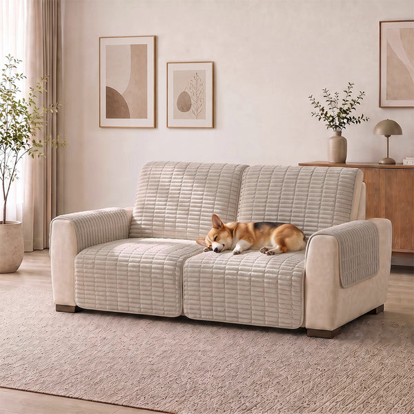 One-Piece Flannel Non-Slip Recliner Couch Cover with Elastic Straps - Cozy Nest