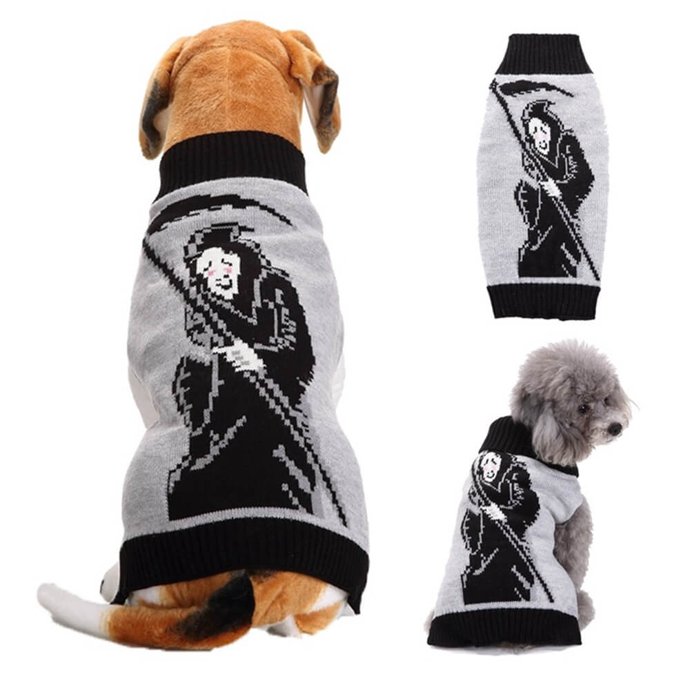 Suéter para mascotas de Halloween | Ropa cálida y acogedora para perros con estampado de Halloween