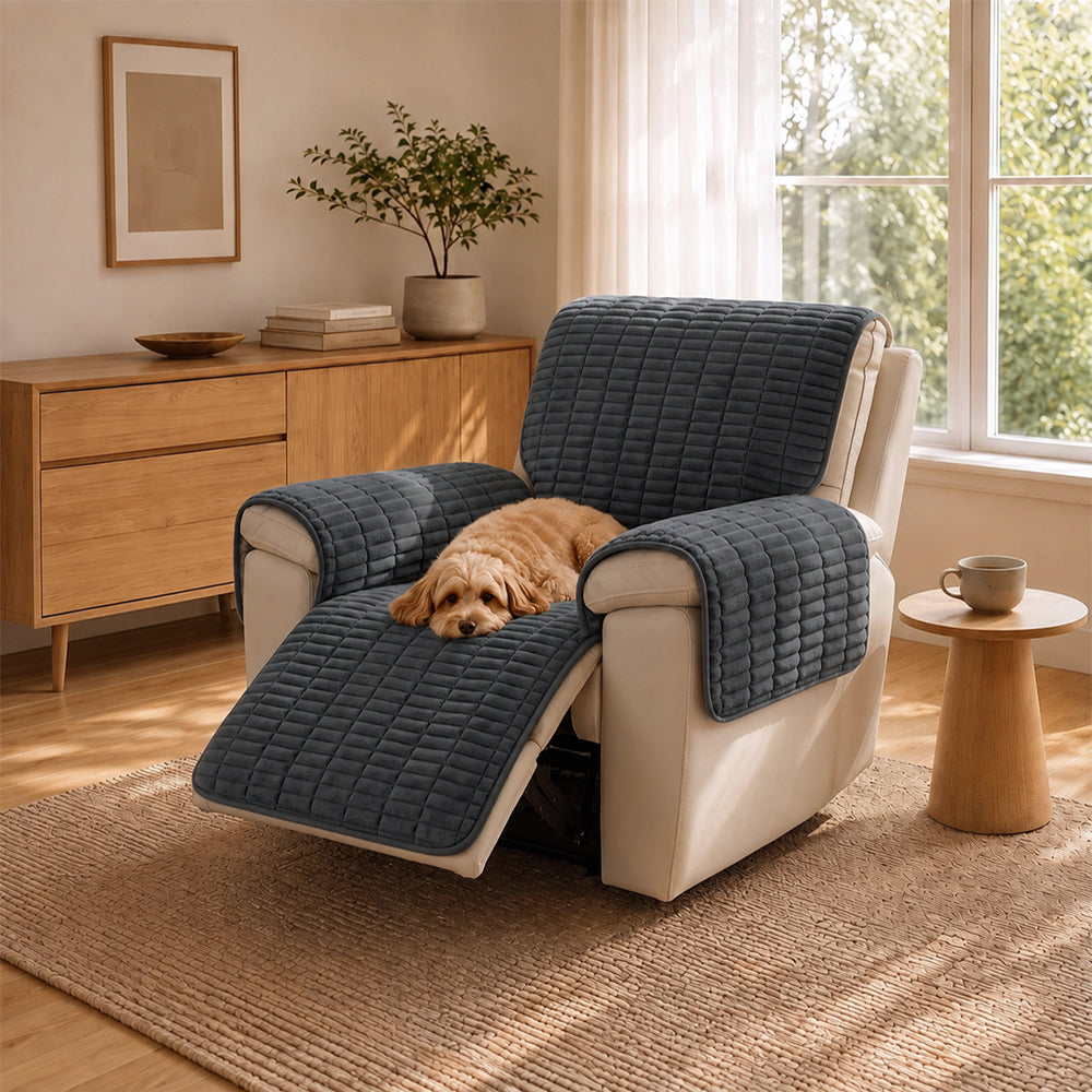 One-Piece Flannel Non-Slip Recliner Couch Cover with Elastic Straps - Cozy Nest