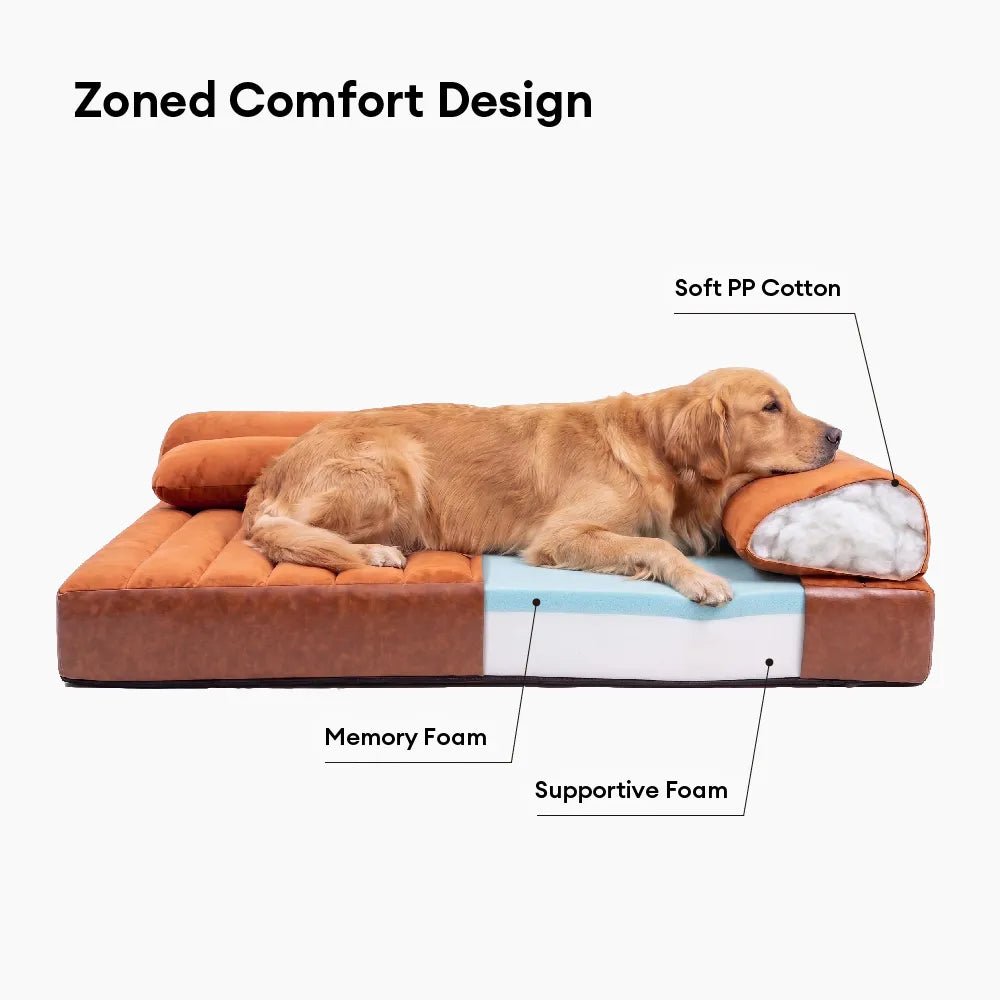 Large Waterproof Orthopedic Bolster Dog Sofa Bed - LuxeNest
