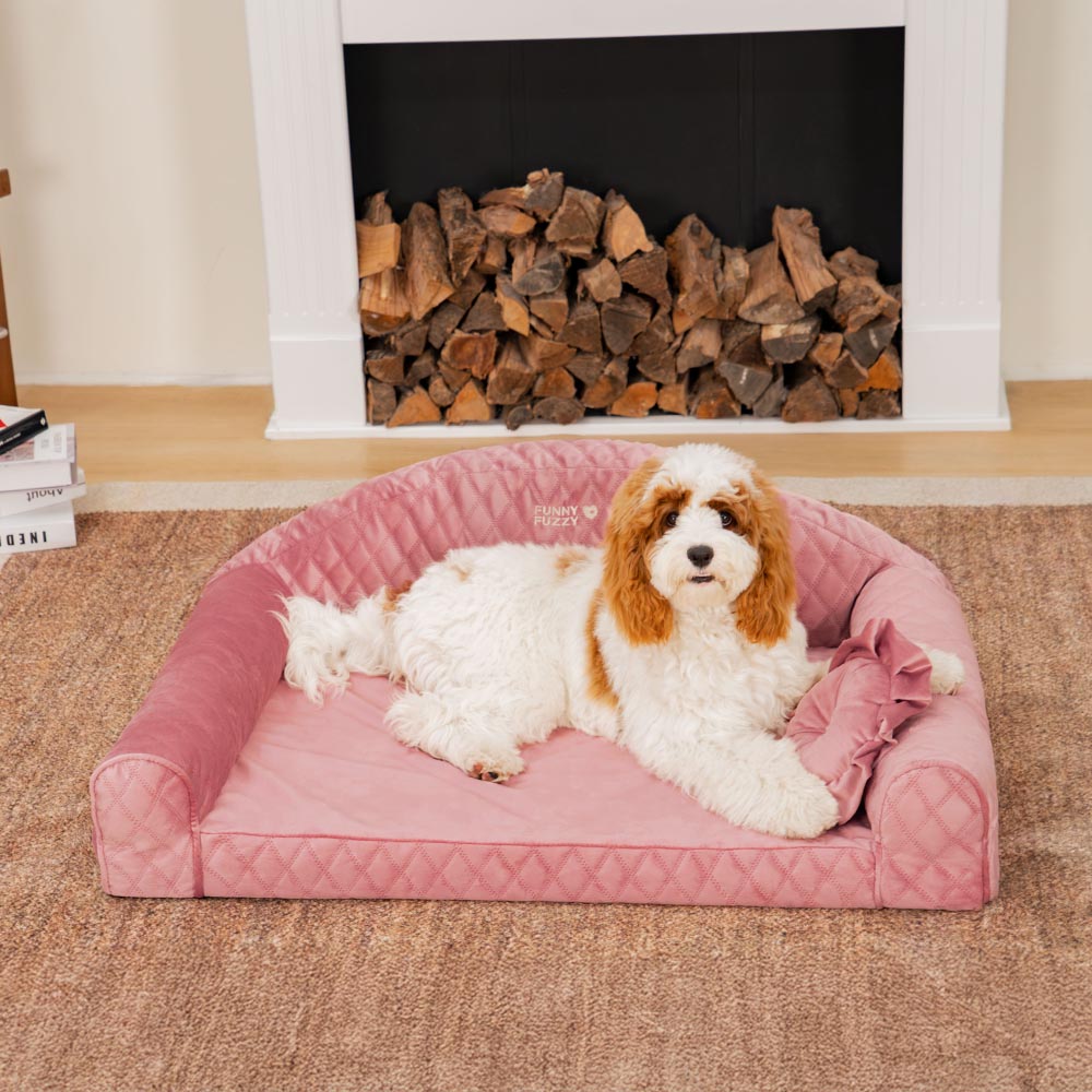 Pinky Cozy Bolster Dog Sofa Bed -  Princess Lord