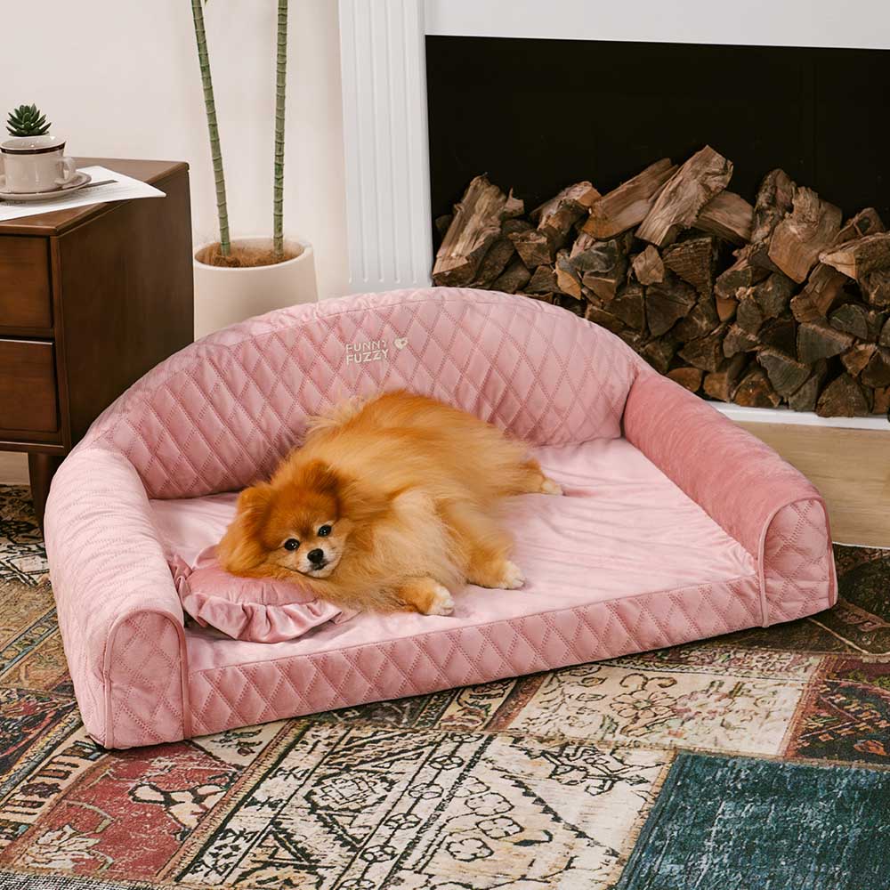 Pinky Cozy Bolster Dog Sofa Bed Princess Lord FunnyFuzzy