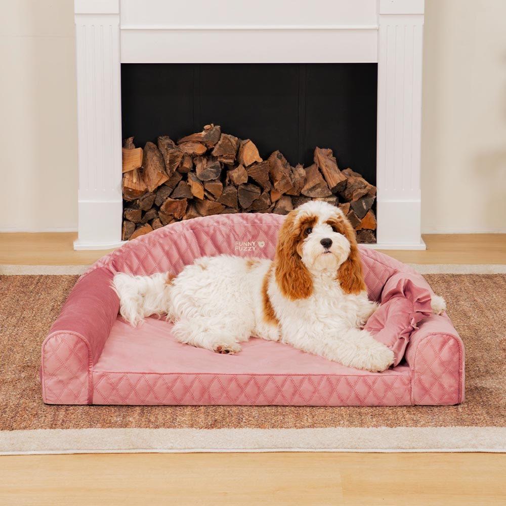 Pinky Cozy Bolster Dog Sofa Bed -  Princess Lord