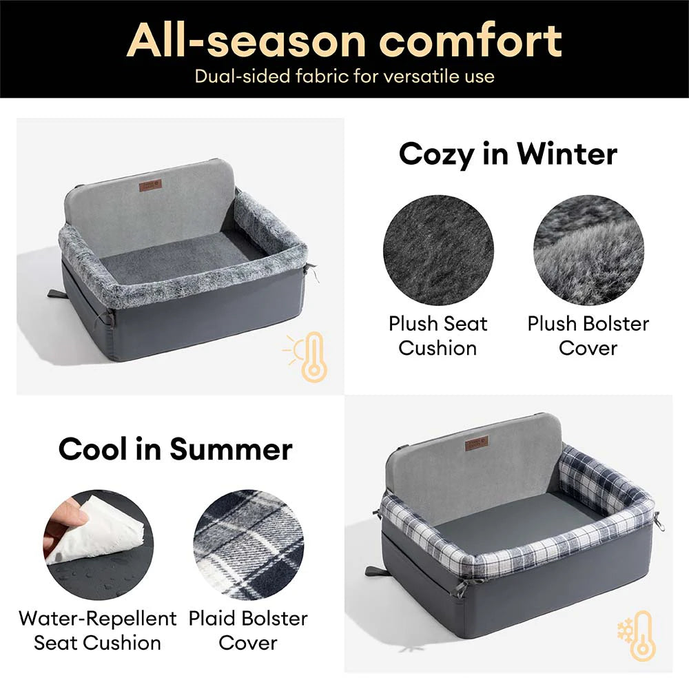 Travel Safety All-Season Bolster Dog Car Seat Bed - BaseCamp