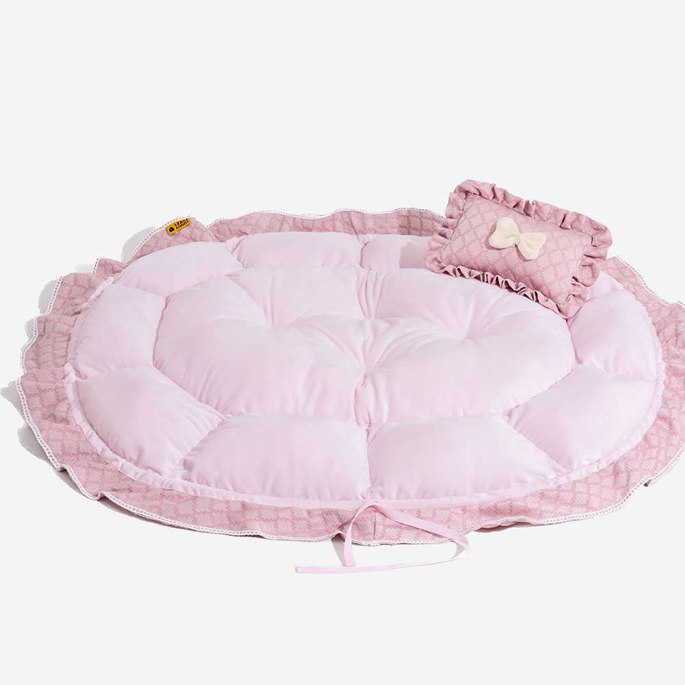 Drawstring Washable Multifunctional Round Pet Bed Mat - Floral Night Napper