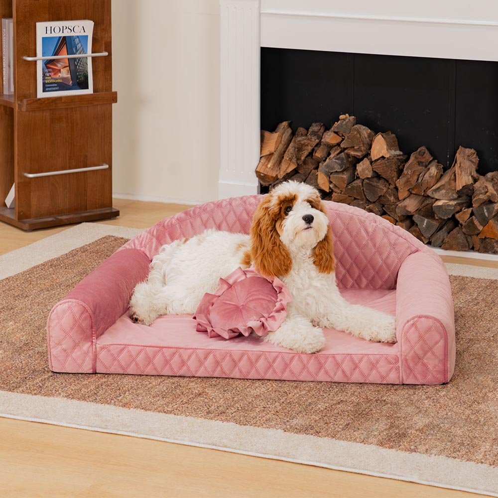 Pinky Cozy Bolster Dog Sofa Bed -  Princess Lord
