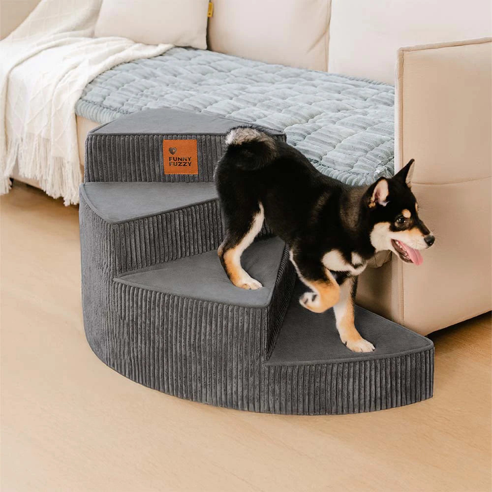 FunnyFuzzy Corduroy Pet Stairs CreamyStep