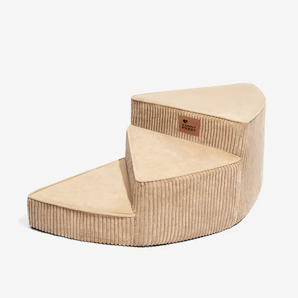 Cozy Corduroy Joint-Friendly Removable Spiral Pet Stairs - CreamyStep