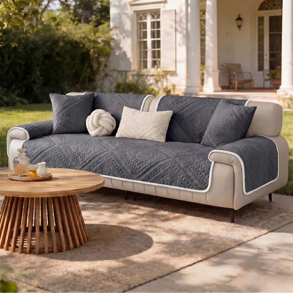 All Season Nordic Style Carved Plush Decorative Non-Slip Outdoor Couch Cover