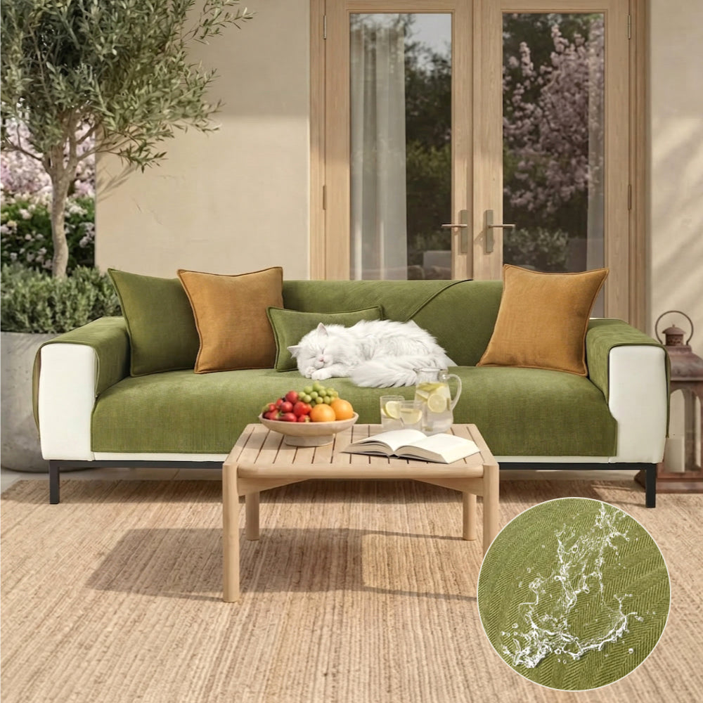 Housses de canapé imperméables et antisalissures en tissu chenille à chevrons