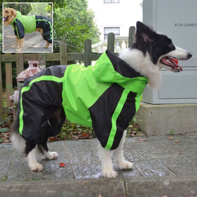 Manteau imperméable à couverture complète pour chien en tissu Oxford avec pattes et capuche