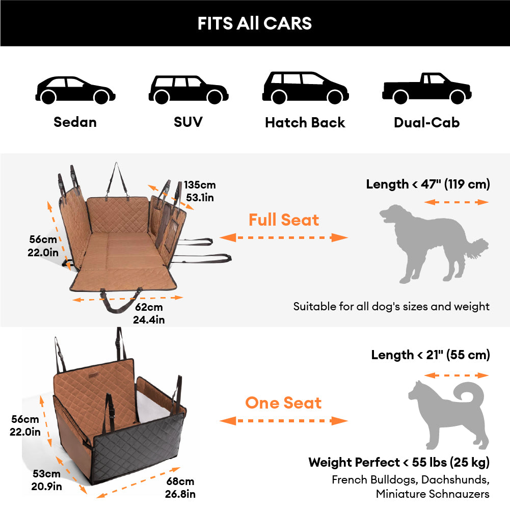 Premium Faux Leather Water-repellent Hammock Dog Car Seat Cover - RideProtector