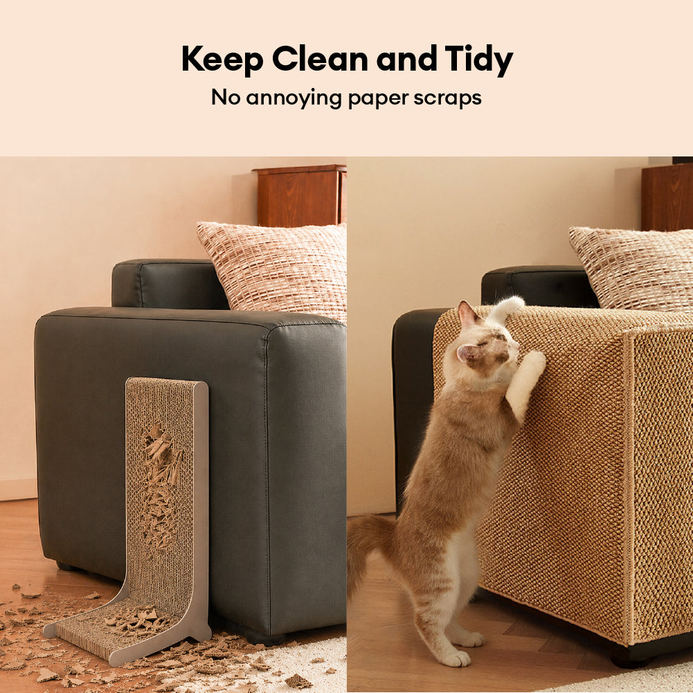 Faux Sisal Scratch-Resistant Sofa Armrest Protector Cover for Cats