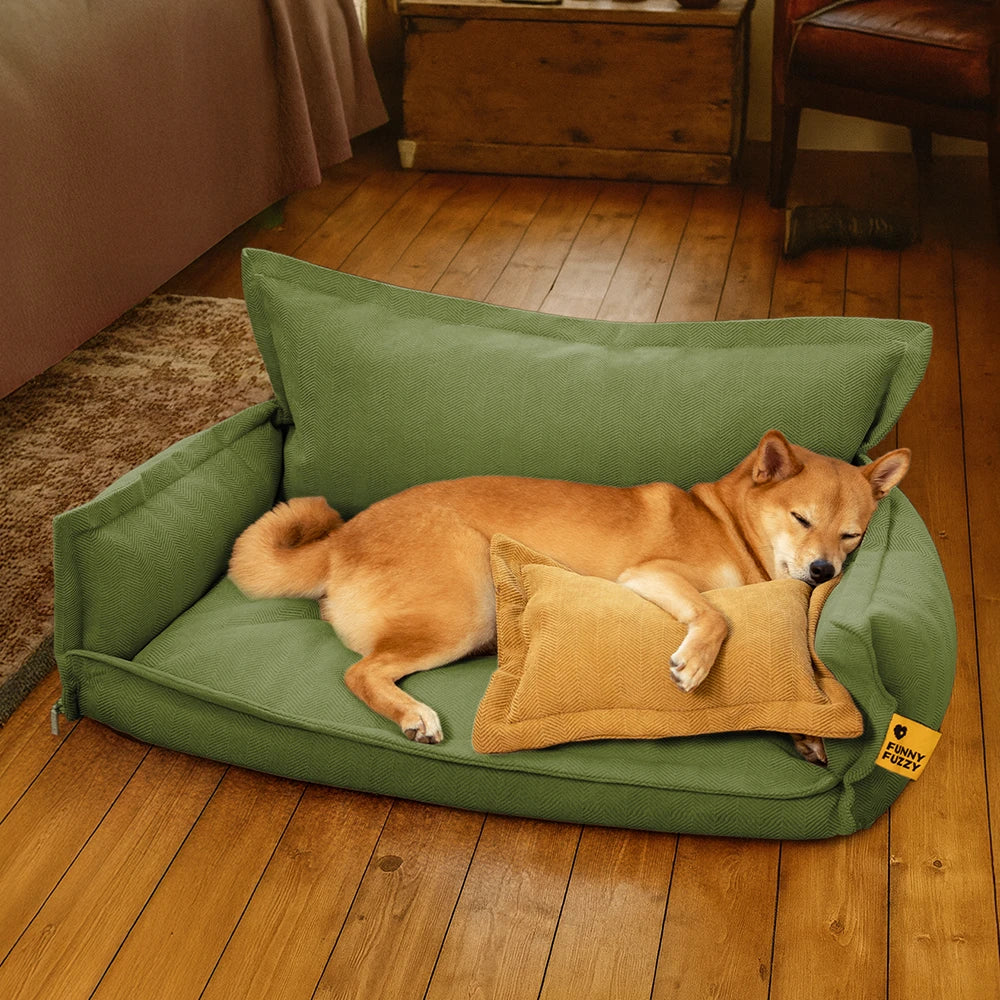 All-Season Chenille Dual-layer Removable Sponge Orthopedic Dog Bed With Pillow