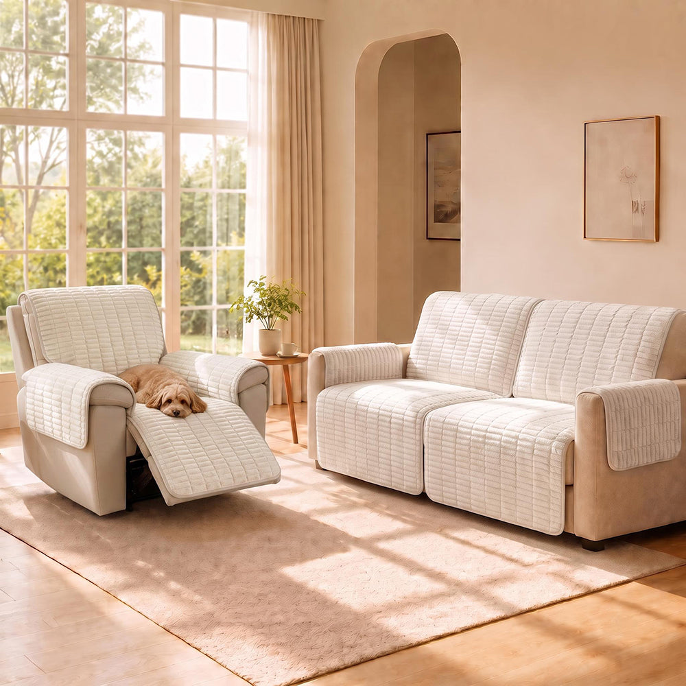 One-Piece Flannel Non-Slip Recliner Couch Cover with Elastic Straps - Cozy Nest