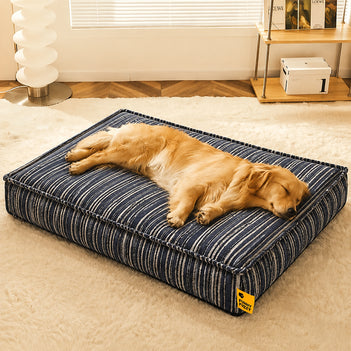 SnugNest Textured Stripe Storage Ottoman Dog Bed