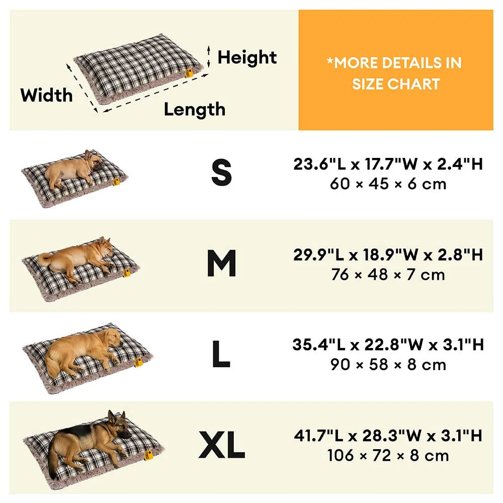 Estera de perro calmante de peluche extraíble de doble cara a cuadros clásico