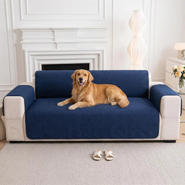 Water-Repellent Solid Color One Piece Couch Cover with Elastic Straps