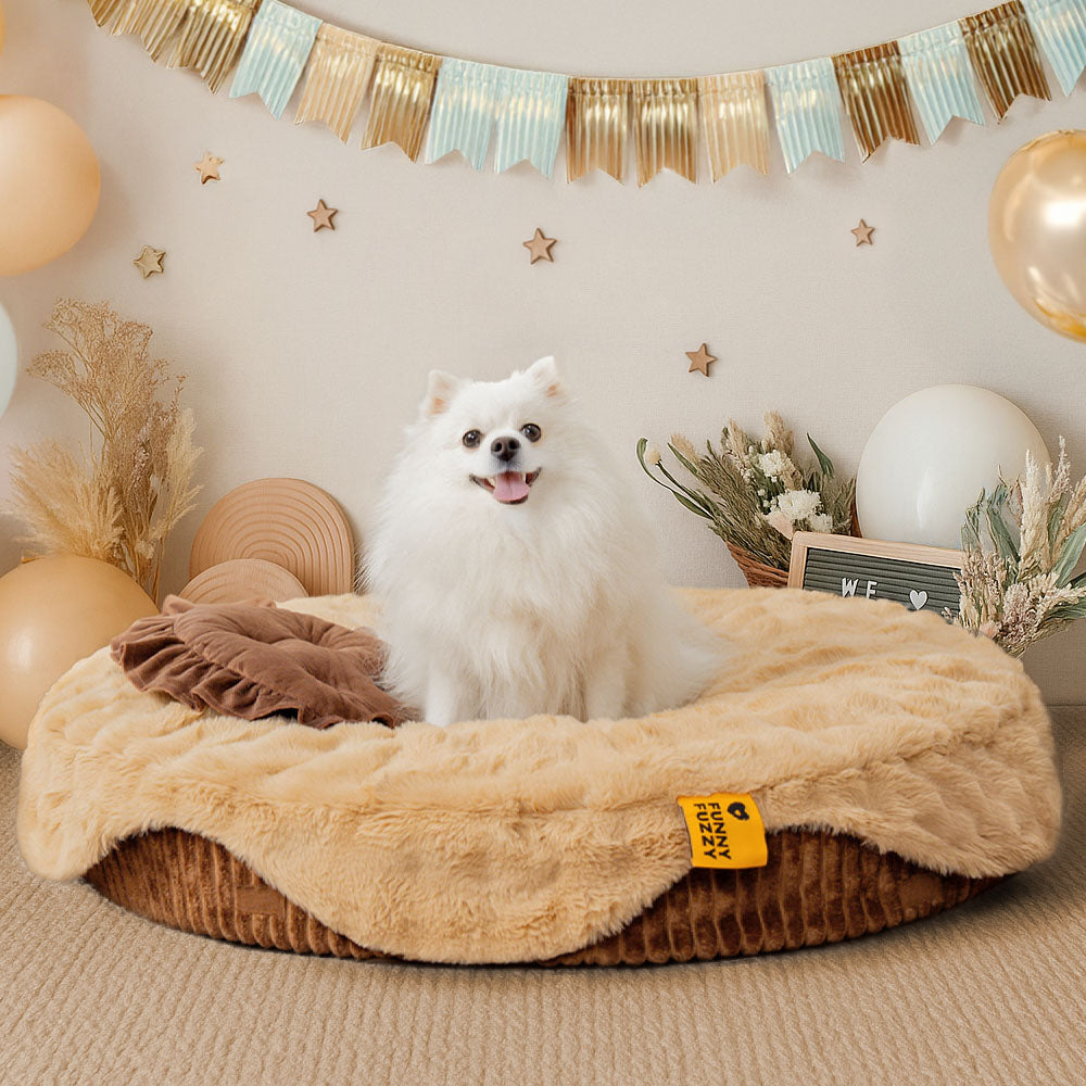 Fluffy Cake-Shaped Detachable Plush Orthopedic Pet Bed - DreamBake