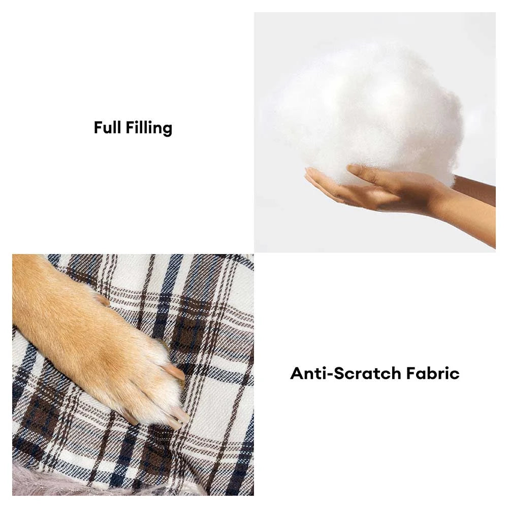 Estera de perro calmante de peluche extraíble de doble cara a cuadros clásico