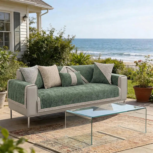 All-Season Modern Tweed Woven Chenille Anti-Slip Outdoor Couch Cover