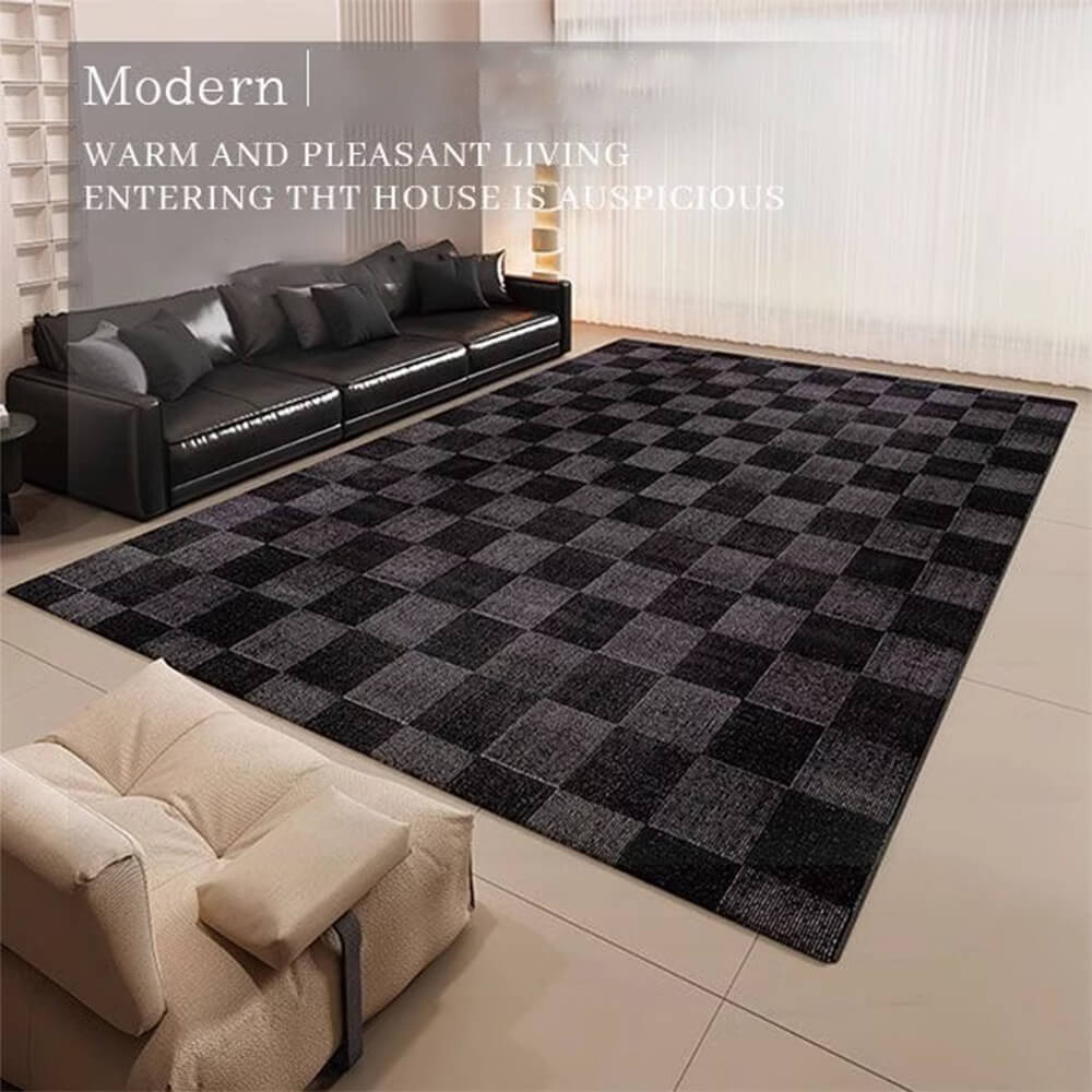 Retro Plaid Crystal Pile Thickened  Non-Slip Soft Rug