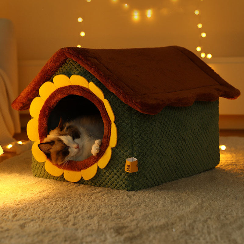 Adorable Sunflower Farm Plush Cat House