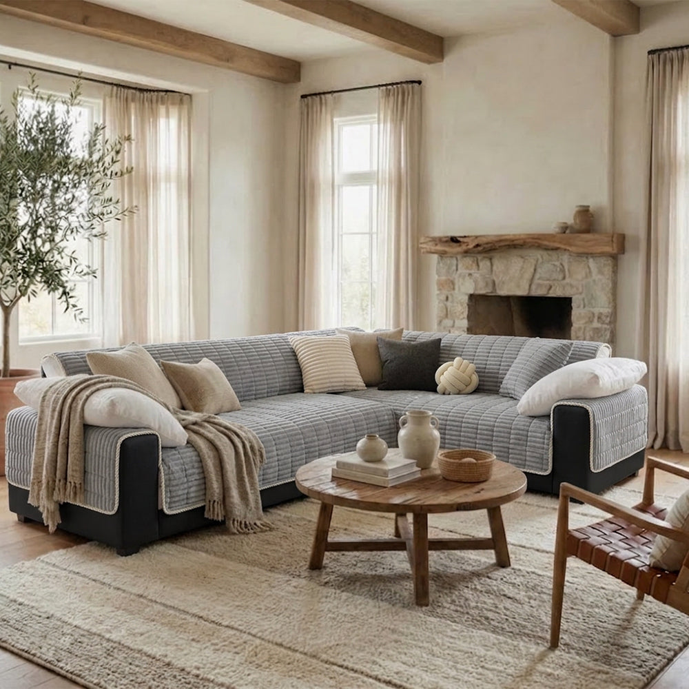 One-Piece Cozy Flannel Sofa Protection Non-Slip Sectional Couch