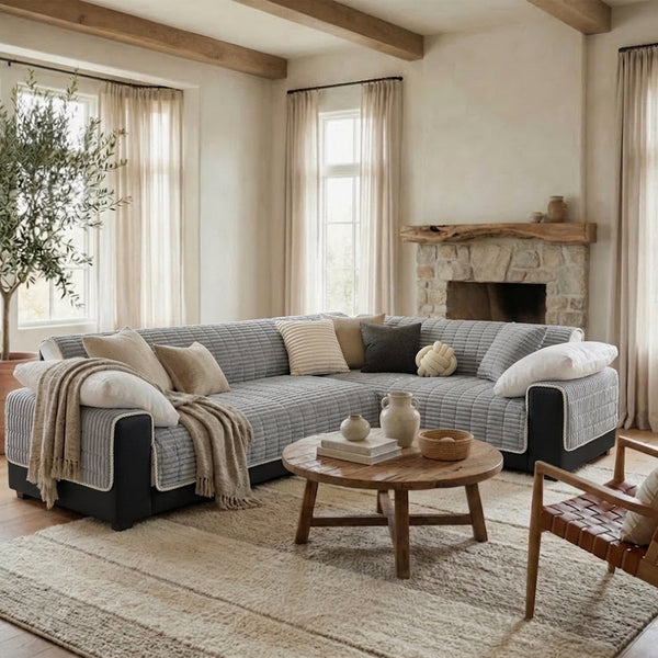 One-Piece Cozy Flannel Sofa Protection Non-Slip Sectional Couch Cover
