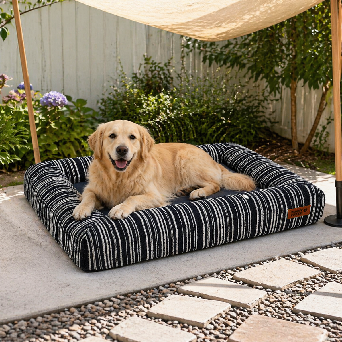 SnugNest Textured Stripe Orthopedic Outdoor Dog Bed