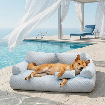 Ice Silk Cooling Pet Bed Breathable Washable Dog Sofa Bed - Outdoor