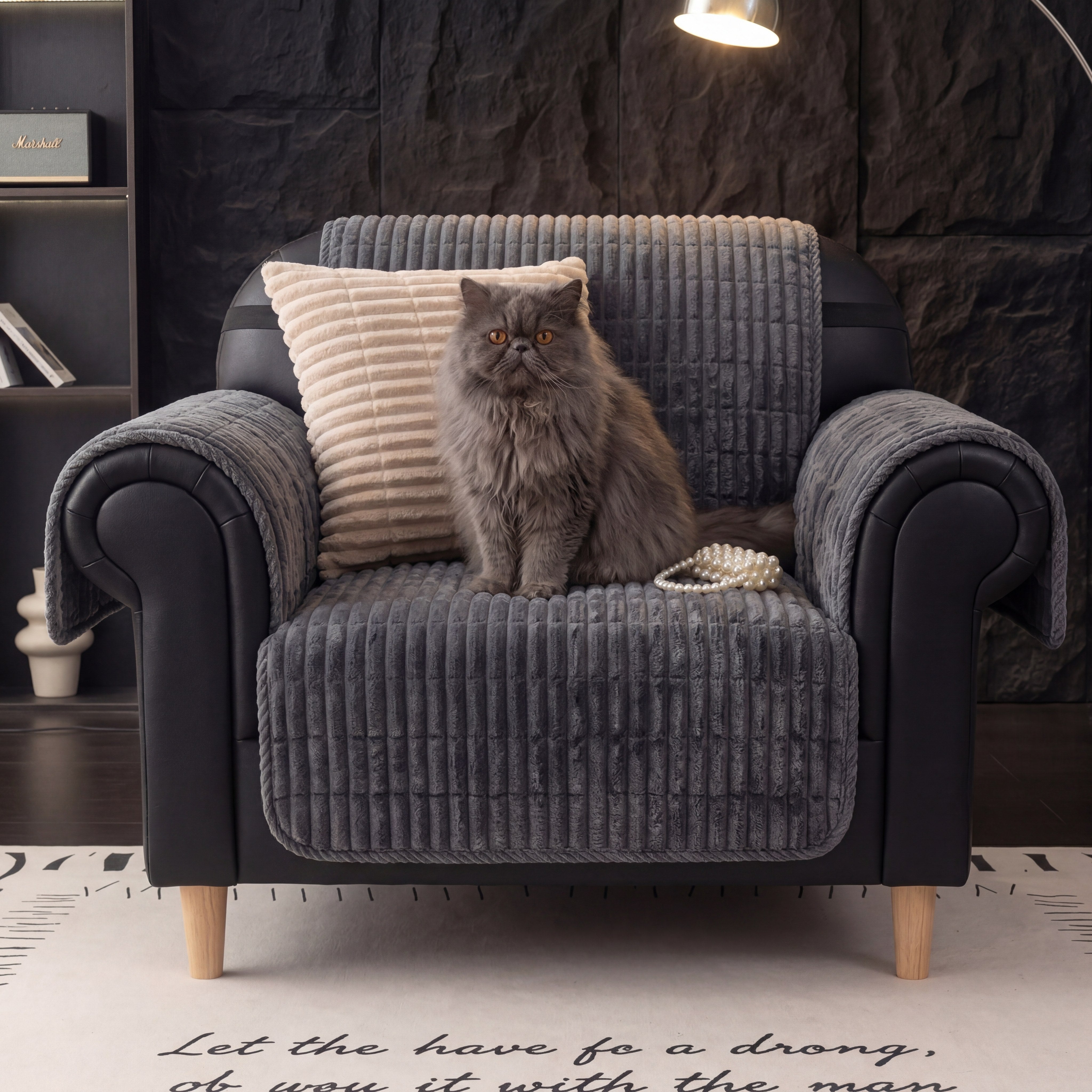 One-Piece Cozy Flannel Sofa Protection Non-Slip Recliner Chair Covers