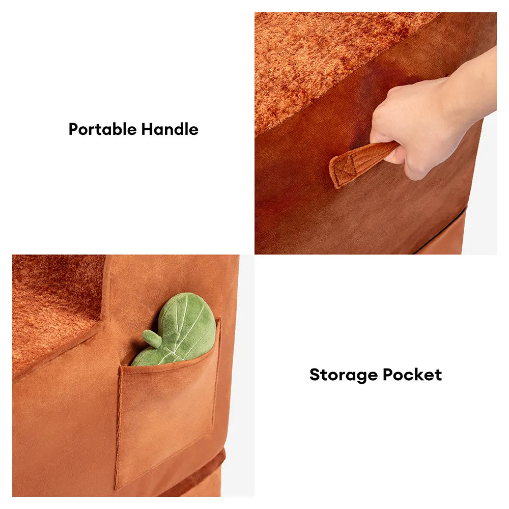 Plush Velvet 2-in-1 Foam Dog Stairs & Pet Mat for Bed